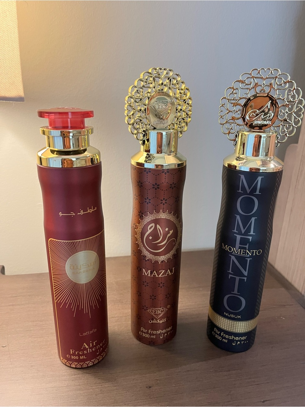 Three Sweet and Spicy Lattafa Air Fresheners.  Great Christmas presents.